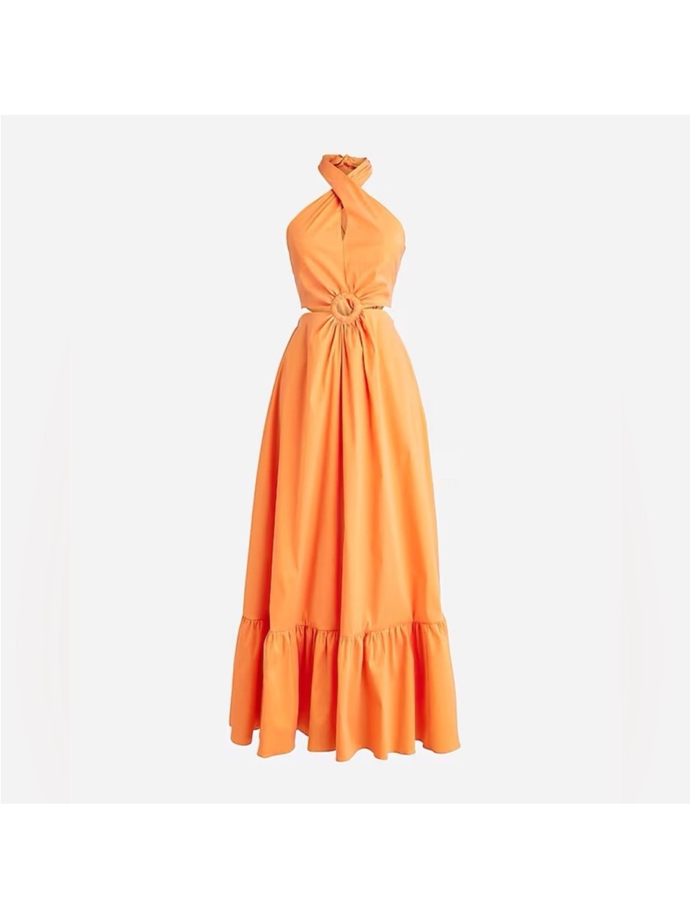J. Crew Collection Taffeta O-ring Cutout Halter Neck Maxi Dress 4 - Picture 6 of 11